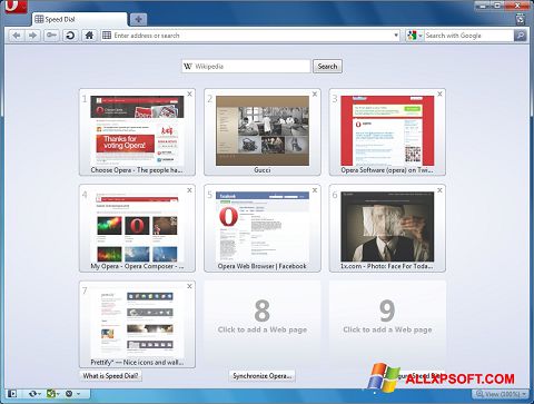 Ảnh chụp màn hình Opera cho Windows XP