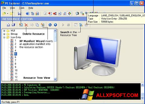 Ảnh chụp màn hình PE Explorer cho Windows XP