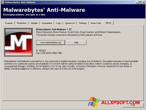 Ảnh chụp màn hình Malwarebytes Anti-Malware Free cho Windows XP
