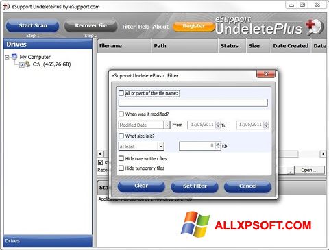 Ảnh chụp màn hình Undelete Plus cho Windows XP