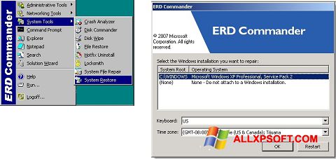 Ảnh chụp màn hình ERD Commander cho Windows XP