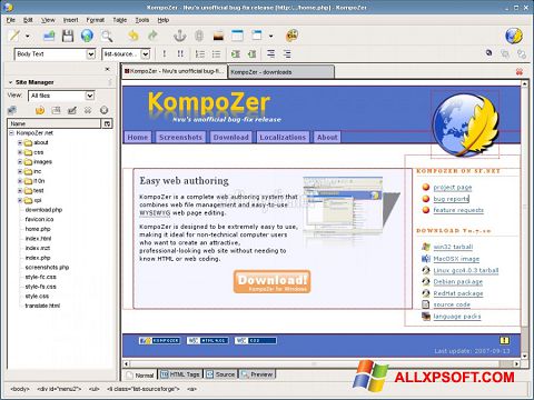 Ảnh chụp màn hình KompoZer cho Windows XP