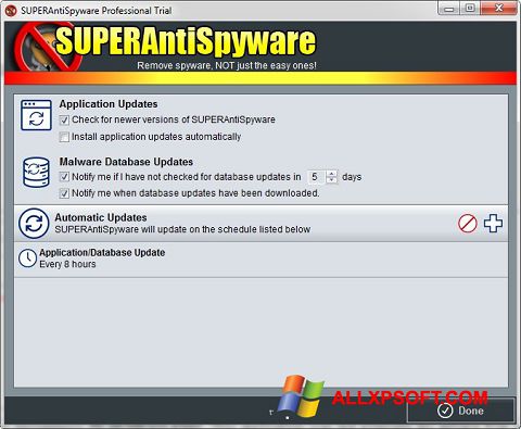 Ảnh chụp màn hình SUPERAntiSpyware cho Windows XP