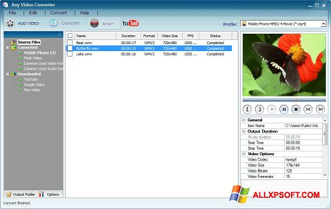 Ảnh chụp màn hình Any Video Converter cho Windows XP