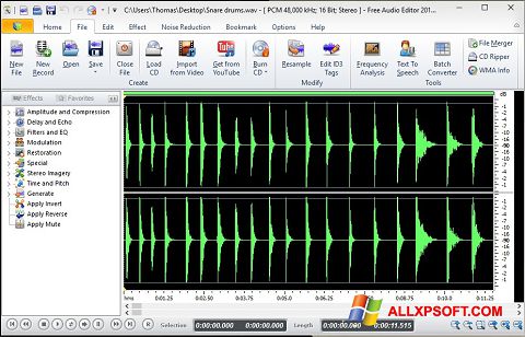 Ảnh chụp màn hình Free Audio Editor cho Windows XP