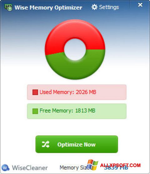 Ảnh chụp màn hình Wise Memory Optimizer cho Windows XP