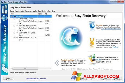 Ảnh chụp màn hình Easy Photo Recovery cho Windows XP