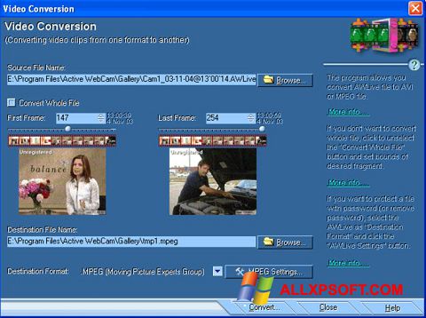 Ảnh chụp màn hình Active WebCam cho Windows XP
