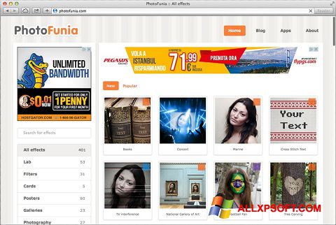 Ảnh chụp màn hình PhotoFunia cho Windows XP