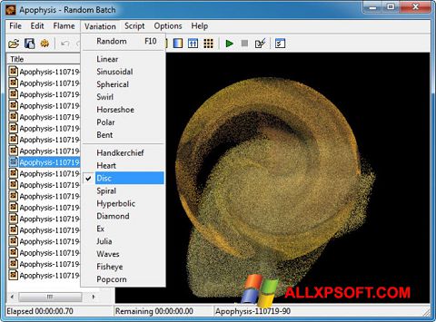Ảnh chụp màn hình Apophysis cho Windows XP