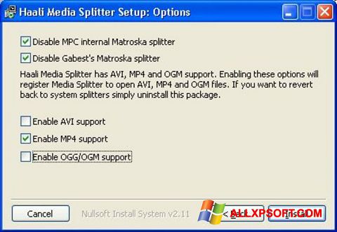 Ảnh chụp màn hình Haali Media Splitter cho Windows XP