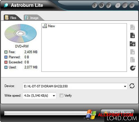 Ảnh chụp màn hình Astroburn Lite cho Windows XP