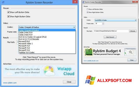 Ảnh chụp màn hình Rylstim Screen Recorder cho Windows XP