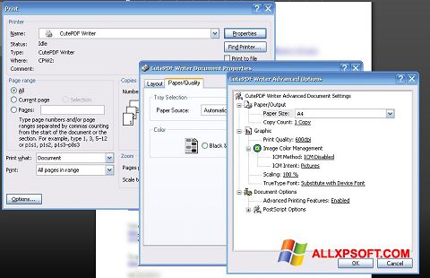 Ảnh chụp màn hình CutePDF Writer cho Windows XP
