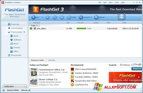 Ảnh chụp màn hình FlashGet cho Windows XP