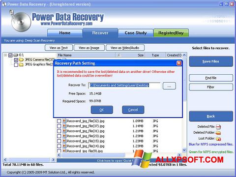 Ảnh chụp màn hình Power Data Recovery cho Windows XP
