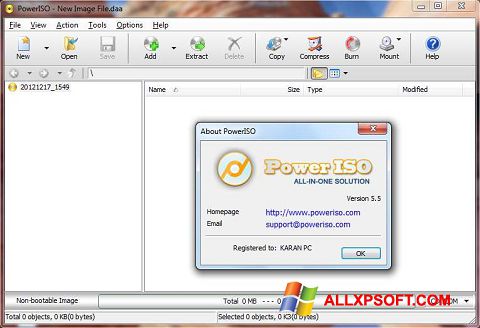 Ảnh chụp màn hình PowerISO cho Windows XP