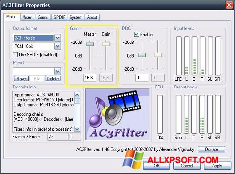 Ảnh chụp màn hình AC3Filter cho Windows XP