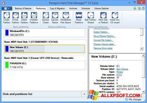 Ảnh chụp màn hình Paragon Hard Disk Manager cho Windows XP