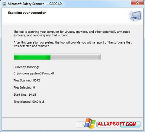Ảnh chụp màn hình Microsoft Safety Scanner cho Windows XP