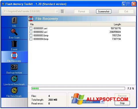 Ảnh chụp màn hình Flash Memory Toolkit cho Windows XP