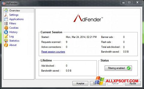 Ảnh chụp màn hình AdFender cho Windows XP