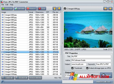 Ảnh chụp màn hình JPG to PDF Converter cho Windows XP