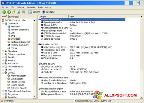 Ảnh chụp màn hình EVEREST Ultimate Edition cho Windows XP