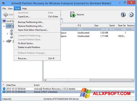 Ảnh chụp màn hình Active Partition Recovery cho Windows XP