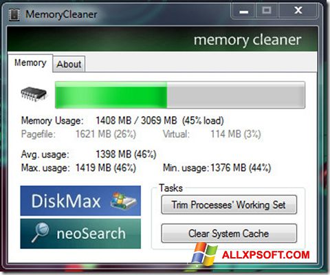 Ảnh chụp màn hình Memory Cleaner cho Windows XP