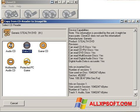 Ảnh chụp màn hình CloneCD cho Windows XP