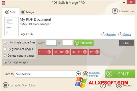 Ảnh chụp màn hình PDF Split and Merge cho Windows XP