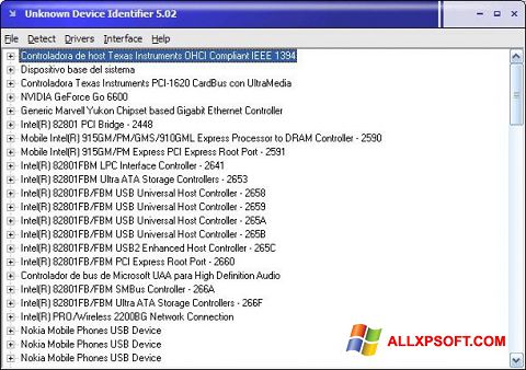 Ảnh chụp màn hình Unknown Device Identifier cho Windows XP
