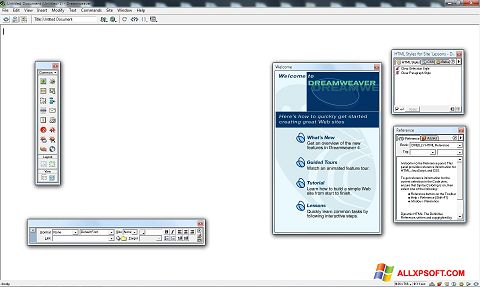 Ảnh chụp màn hình Macromedia Dreamweaver cho Windows XP