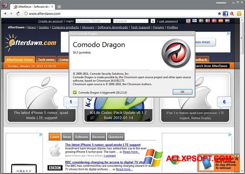 Ảnh chụp màn hình Comodo Dragon cho Windows XP