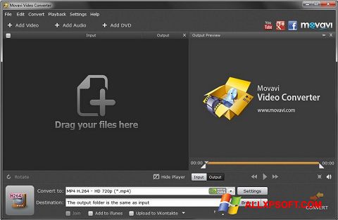 Ảnh chụp màn hình Movavi Video Converter cho Windows XP