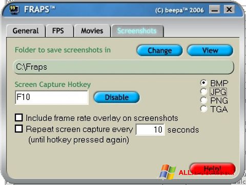 Ảnh chụp màn hình Fraps cho Windows XP