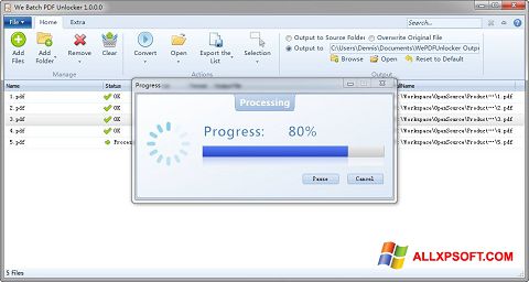 Ảnh chụp màn hình PDF Unlocker cho Windows XP