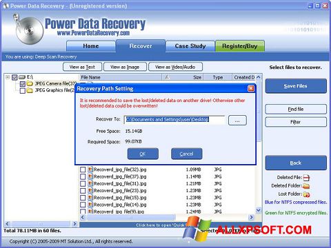 Ảnh chụp màn hình Wondershare Data Recovery cho Windows XP