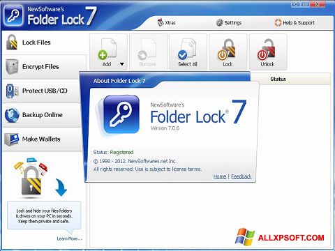 Ảnh chụp màn hình Folder Lock cho Windows XP