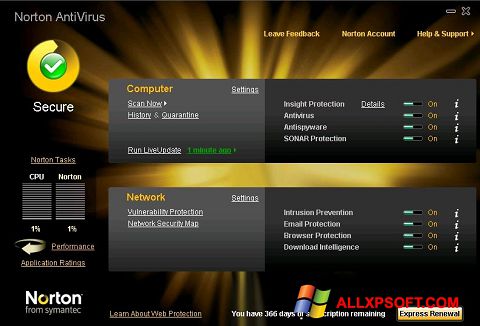 Ảnh chụp màn hình Norton AntiVirus cho Windows XP