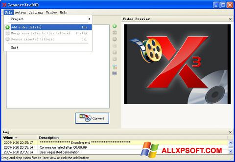 Ảnh chụp màn hình ConvertXToDVD cho Windows XP