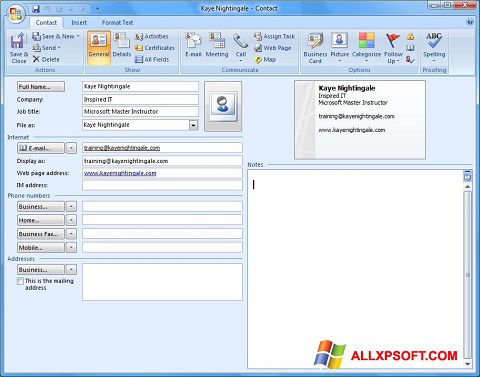 Ảnh chụp màn hình Microsoft Outlook cho Windows XP
