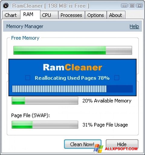 Ảnh chụp màn hình RamCleaner cho Windows XP