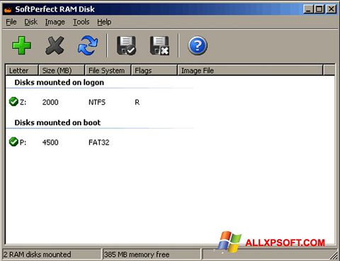 Ảnh chụp màn hình SoftPerfect RAM Disk cho Windows XP