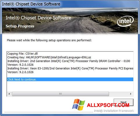 Ảnh chụp màn hình Intel Chipset Device Software cho Windows XP