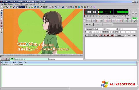 Ảnh chụp màn hình Aegisub cho Windows XP