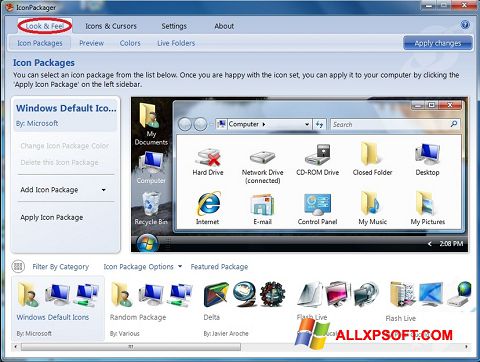 Ảnh chụp màn hình IconPackager cho Windows XP