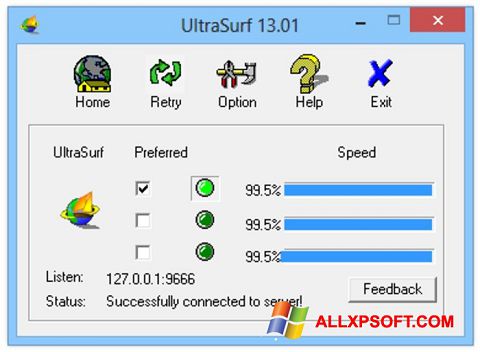 Ảnh chụp màn hình UltraSurf cho Windows XP