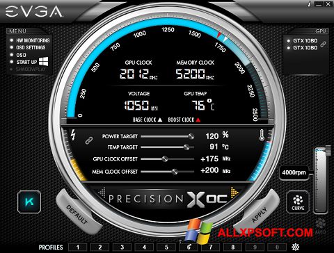 Ảnh chụp màn hình EVGA Precision cho Windows XP